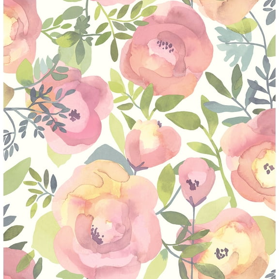 Nuwallpaper Peachy Keen Pink Vinyl Peel & Stick Wallpaper, 216-in by 20.8-in, 31.2 sq. ft.