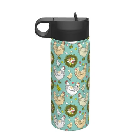 

Susaid Chicken Laying Eggs Print 18oz Sports Insulated Kettle Stainless Steel Water Bottle For Running Hiking Cycling Climbing