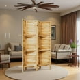 thumbnail image 2 of Dovelina 4 Panel Freestanding Wood Room Divider with Display Shelves, Natural Color, 2 of 7