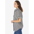 thumbnail image 3 of Roaman's Women's Plus Size French Check Shirt, 3 of 6