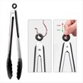 thumbnail image 2 of Pinzas de Cocina Premium de Acero Inoxidable con y Puntas de Silicona (3 Piezas, 18 cm, 23 cm y 30 cm), Color Negro., 2 of 5