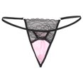 thumbnail image 3 of Ropa interior de satén Sissy para hombre, bragas transparentes de retazos de encaje, cintura elástica, Tanga con espalda en T, suspensorio de tiro bajo, 3 of 4