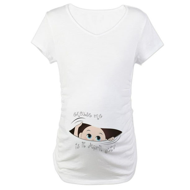 CafePress - Funny Peeking Out Baby April Maternity T Shirt - Cotton Maternity T-shirt, Cute & Funny Pregnancy Tee CafePress - Funny Peeking Out Baby April Maternity T Shirt - Cotton Maternity T-shirt, Cute & Funny Pregnancy Tee
