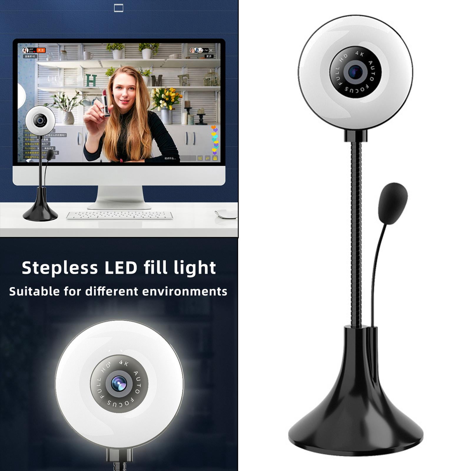 Wzmzjy Webcam 4K AK Clear Stable Light Correction Smart Wide Field of View USB Multi-Directional Web Camera for Zoom Webcast Streaming Live 1080p