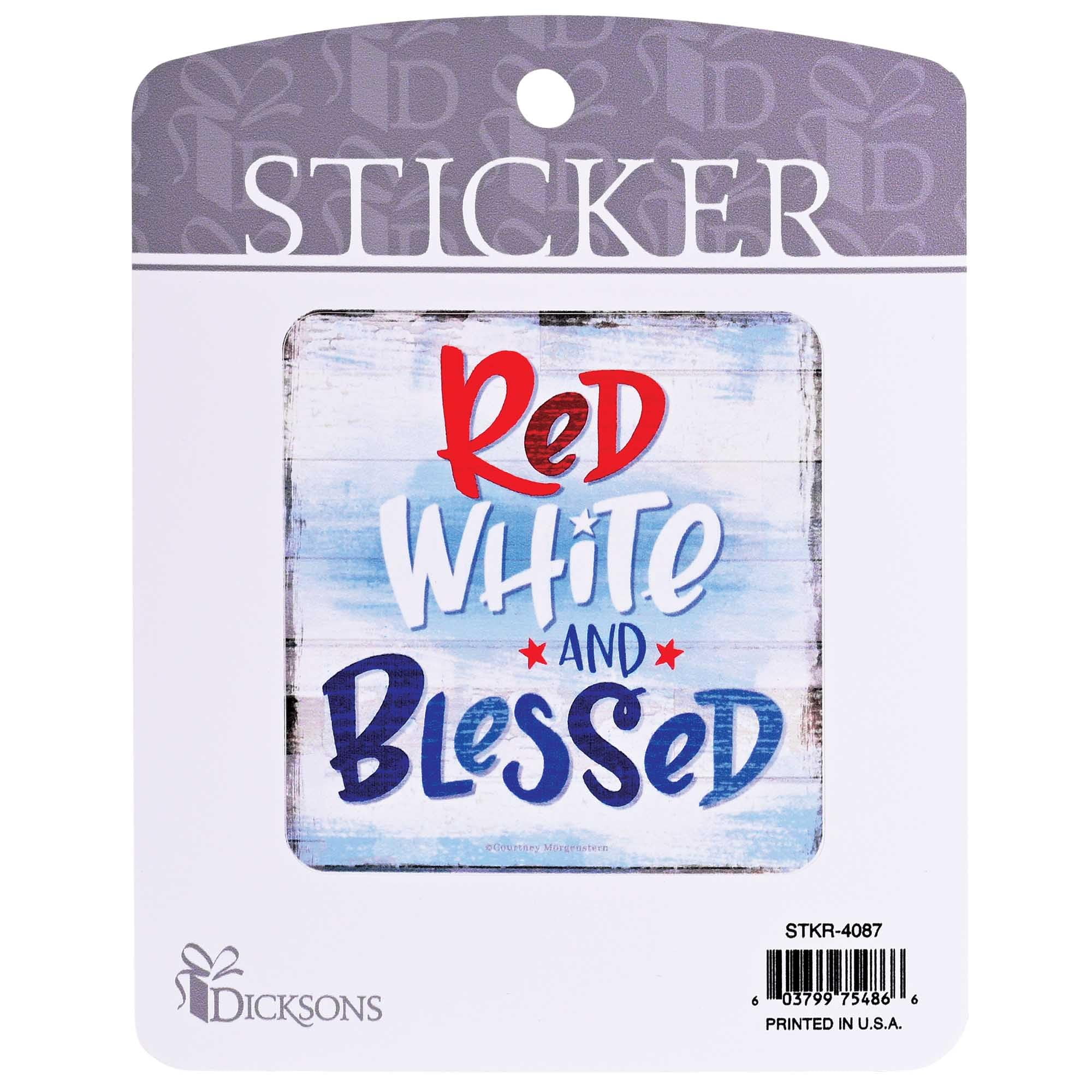 Dicksons Inspirational Patriotic Christian Adhesive Sticker Decal for Laptops, Journals, Bibles 3.75 x 4.75 Inch Vinyl Red White and Blessed Pack of 6