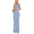 thumbnail image 3 of Vestido largo REORIA de un solo hombro azul acanalado para mujer, 3 of 7