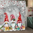thumbnail image 2 of Winter Christmas Shower Curtain, Cute Red Xmas Gnomes Balls on Silver Grey Rustic Grey Wood Plank Shower Curtain, Farmhouse Holiday Fabric Shower Curtain for Bathroom with 12PCS Hooks,70X70, 2 of 5