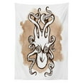 thumbnail image 3 of Ambesonne Digital Tablecloth Rectangular Table Cover, Kraken Monster, 60"x84", Tan White, 3 of 4