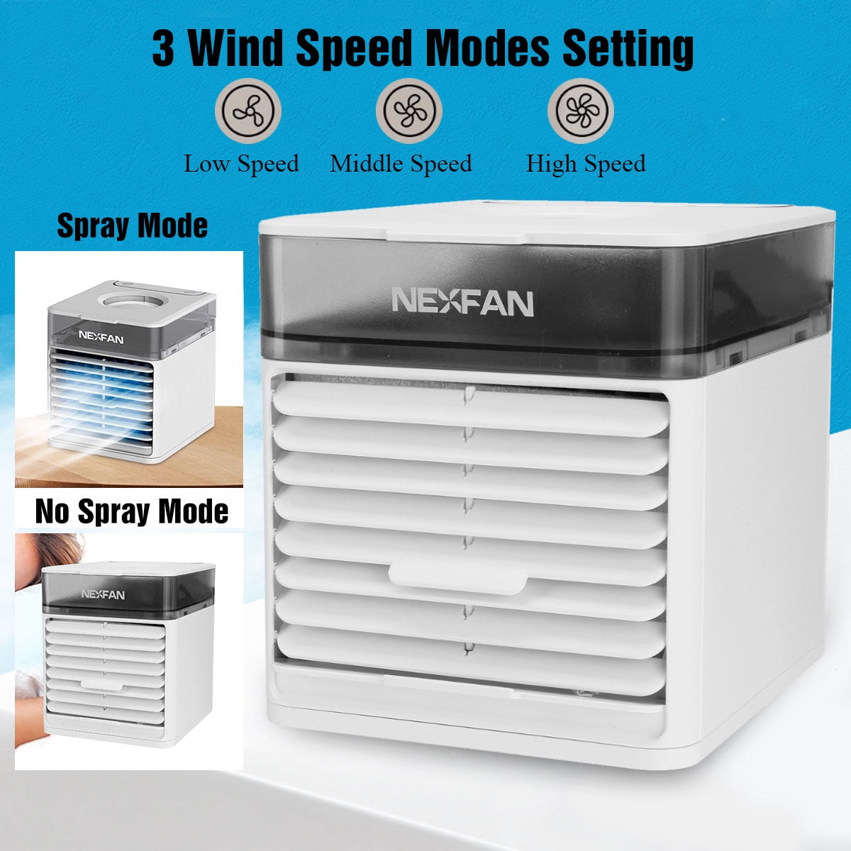 White Fits Nightstand Office Desk 3 Speed Fan CoolAir Ultra Portable Cooling Fan Home & Office Use Personal Space Air Conditioner Kitchen Table Purifier & Humidifier White Fits Nightstand Office Desk 3 Speed Fan CoolAir Ultra Portable Cooling Fan Home & Office Use Personal Space Air Conditioner Kitchen Table Purifier & Humidifier