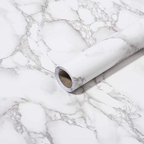 Art3d , Peel and Stick wallpaper， 120'x15.8' Self-Adhesive WallpaperGrey Marble Paper, Matt（1-pack）