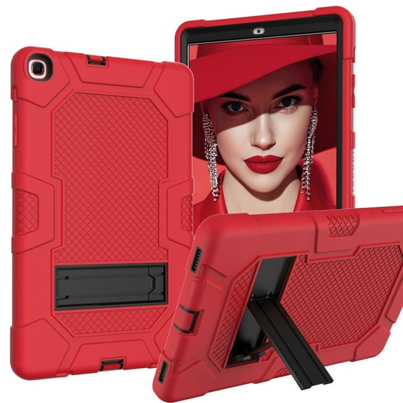 Dteck Galaxy Tab A 10.1 2019 Case, Dual Layer Hybrid Rugged Shockproof Case Kickstand Hard Protective Cover for Samsung Galaxy Tab A 10.1 inch 2019 Model SM-T510/T515, Red