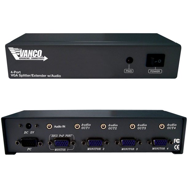 Vanco Vga Splitter 48 X 1536 Qxga 1 X 44 X Vga Out Walmart Com Walmart Com