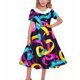 thumbnail image 1 of Vestido de manga corta con cuello vuelto para niñas Vestido elástico de manga corta para niñas Vestido skater con volantes de corte A Vestido de recital escolar Vestido de manga corta con cuello vuelt, 1 of 6
