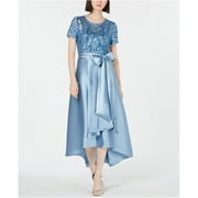 R&M Richards Womens Sequin Gown Dress, Blue, 12
