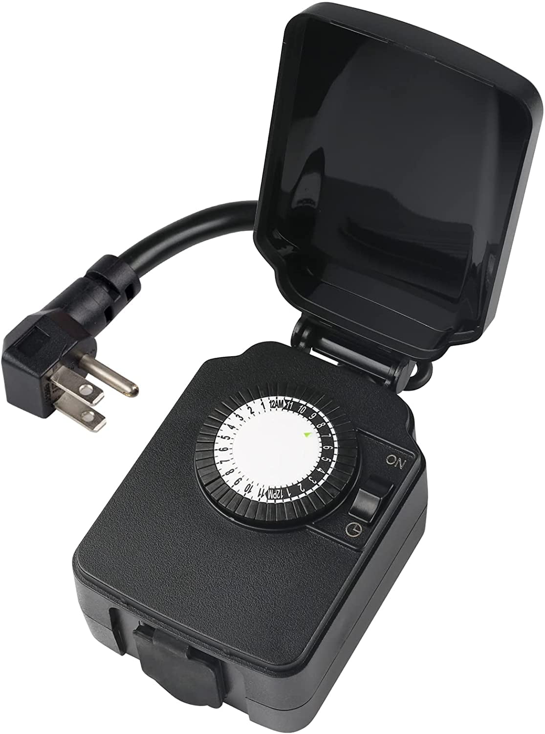 BN-LINK 24 Hour Mechanical Outdoor Light Timer with Silicone and Protective Covers, Waterproof and Dustproof, Outdoor Plug Timer with 3-Prong Timer Outlet and 6-inch Flexible Cord, Heavy Duty