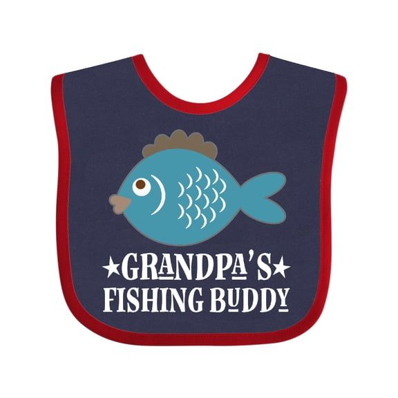 Inktastic Grandpa's Fishing Buddy Little Fisher Boys or Girls Baby Bib