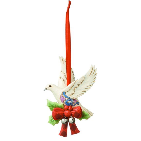 Enesco Jim Shore Heartwood Creek Legends of Christmas Turtle Dove Hanging Ornament, 4.7 Inch, Multicolor
