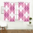 thumbnail image 2 of MKHERT Diagonal Plaid Pattern in Pink Window Curtain Kitchen Curtain 26x39 inch,Two Piece, 2 of 3