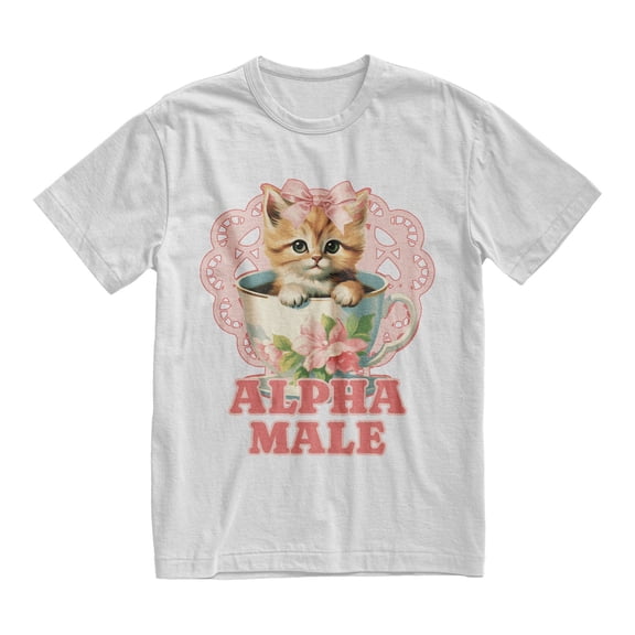 Alpha Male Funny Kitten T-Shirt, Cute Cat Meme Graphic Tee for Men, Humor Cat Lover Shirt, Funny Cat Gift for Boyfriend Dad