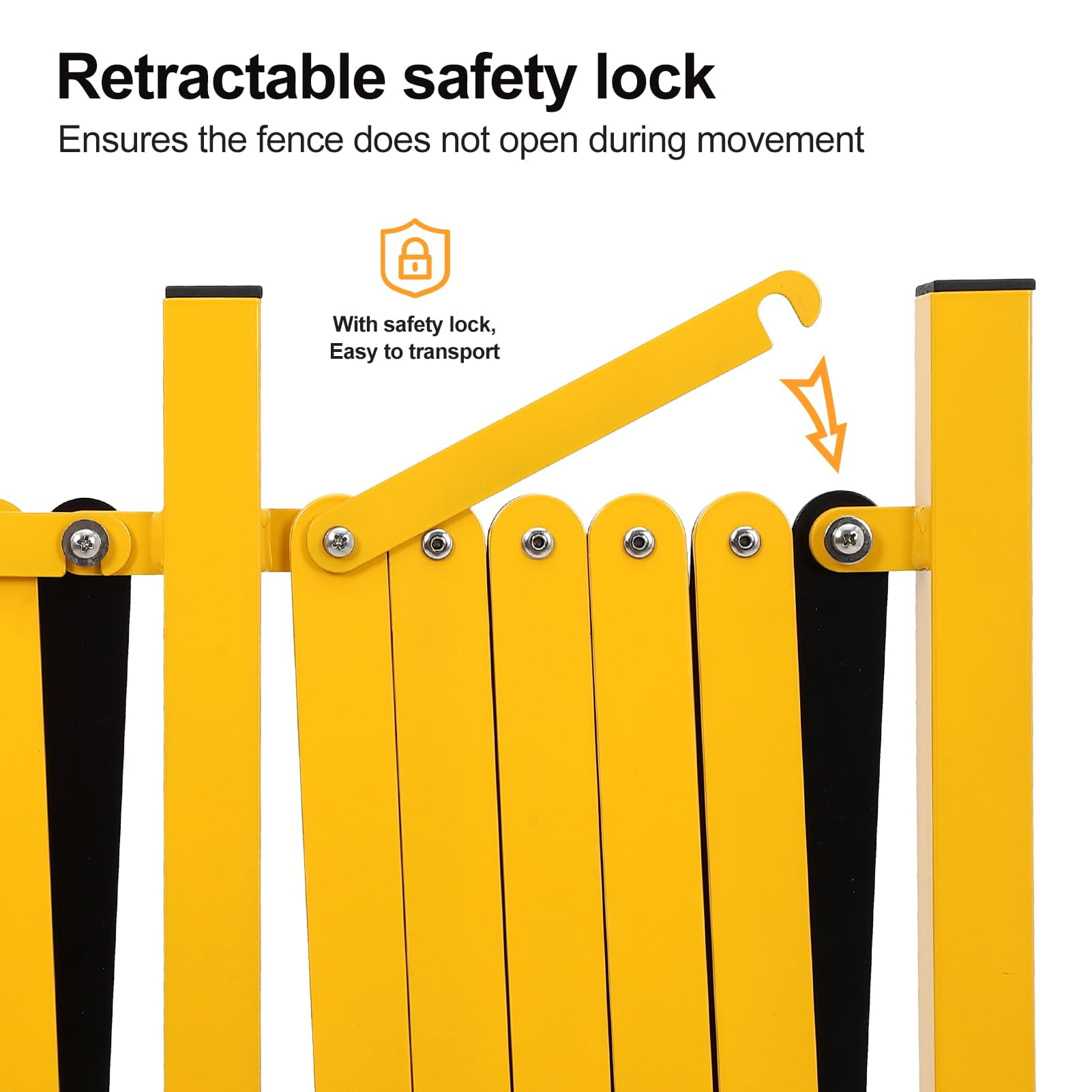 Metal Expandable Barricade, Folding Security Gate, Retractable Driveway Gate, Folding Safety Barricade, Yellow and Black