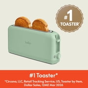 bella 2-Slice Slim Toaster with Extra Long Slot, 6 Setting Shade Control with Reheat & Cancel Buttons, Seaglass