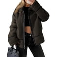 thumbnail image 2 of Women's Faux Fur Leather Patchwork Moto Jacket - Sherpa Lined Winter Coat with Zip Up, Trendy Cold Weather Outerwear, 2 of 7