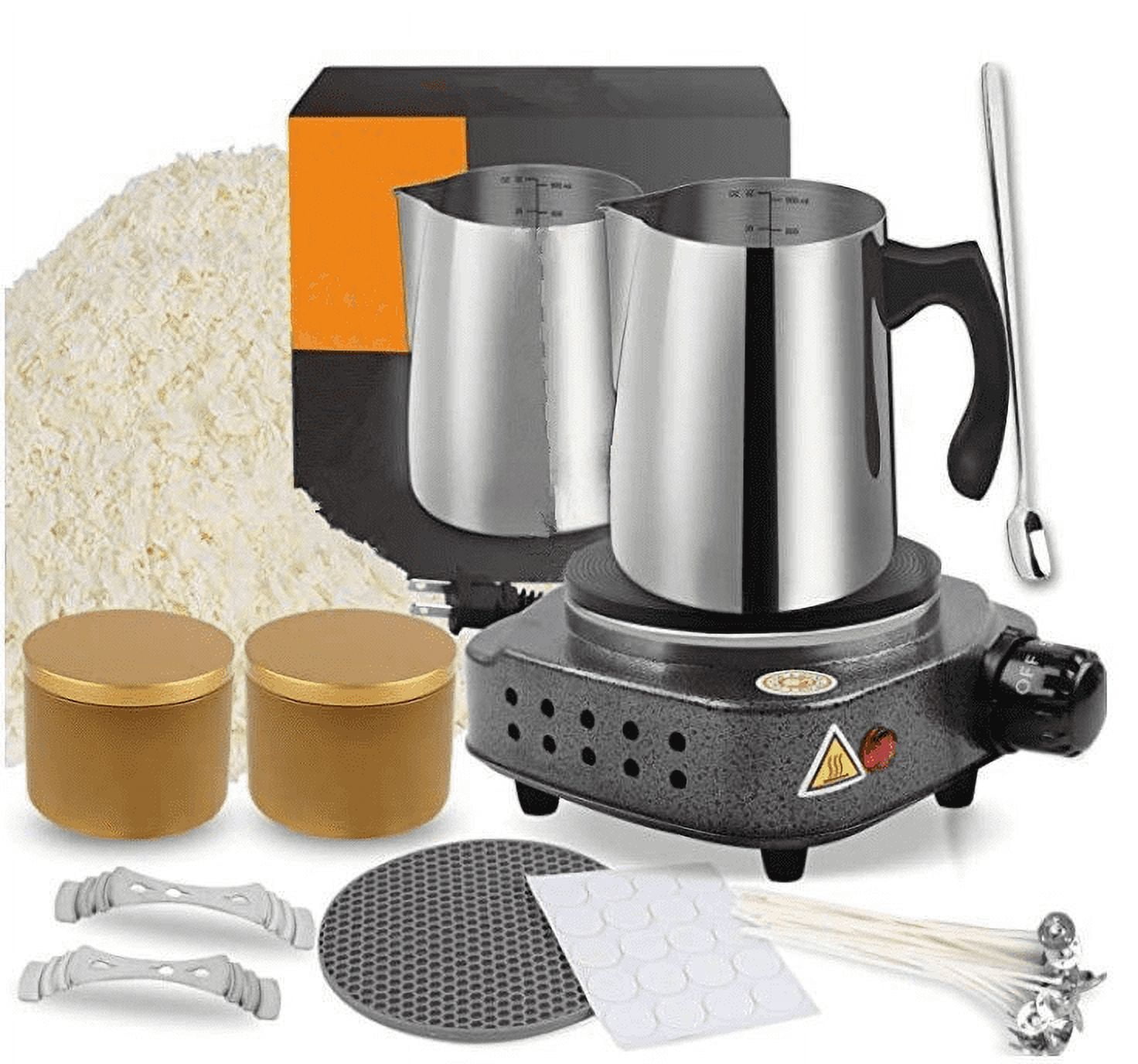 Candle making kit electronic hot plate including melting pot soybean wax wick sticker center equipment electric melting pot - style：European standard；
