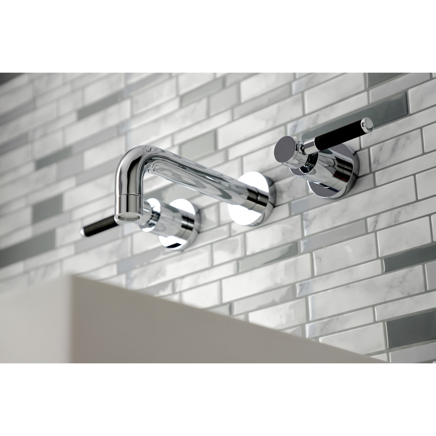Kingston Brass KS8121DKL Kaiser 2-Handle Wall Mount Bathroom Faucet, Polished Chrome