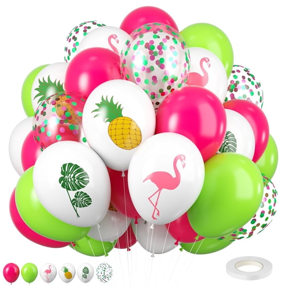 Globos FEYG Tropicales 30 cm Rosa, Verde y Blanco Estampados