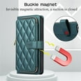 thumbnail image 3 of YEYKX Wallet Case for iPhone 12 Pro Max 6.7inch with Wrist/Shoulder Strap, 9 Card Slots Zipper Purse Luxury Leather Stand Checkered Cell Phone Cover,Green,For iPhone 12 Pro Max, 3 of 10