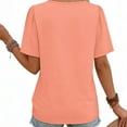 thumbnail image 5 of Women's Casual Fashion Solid Color Round Neck Puff Sleeve Short Sleeve Shirt Blouse Top Loose Fit Breathable Lightweight Summer Tunic | CSEONE,Orange L, 5 of 6