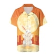 thumbnail image 5 of vigerkar Easter Shirts for Women Easter Bunny Shirt Funny Rabbit Graphic Festival Party Short Sleeve Button Up Tops (Gold, 3XL), 5 of 6