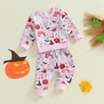 thumbnail image 2 of Toddler Baby Girl Boy Halloween Outfit Pumpkin Ghost Crewneck Sweatshirt Long Sleeve Shirts Top and Pants Set Fall Winter Clothes, 2 of 8