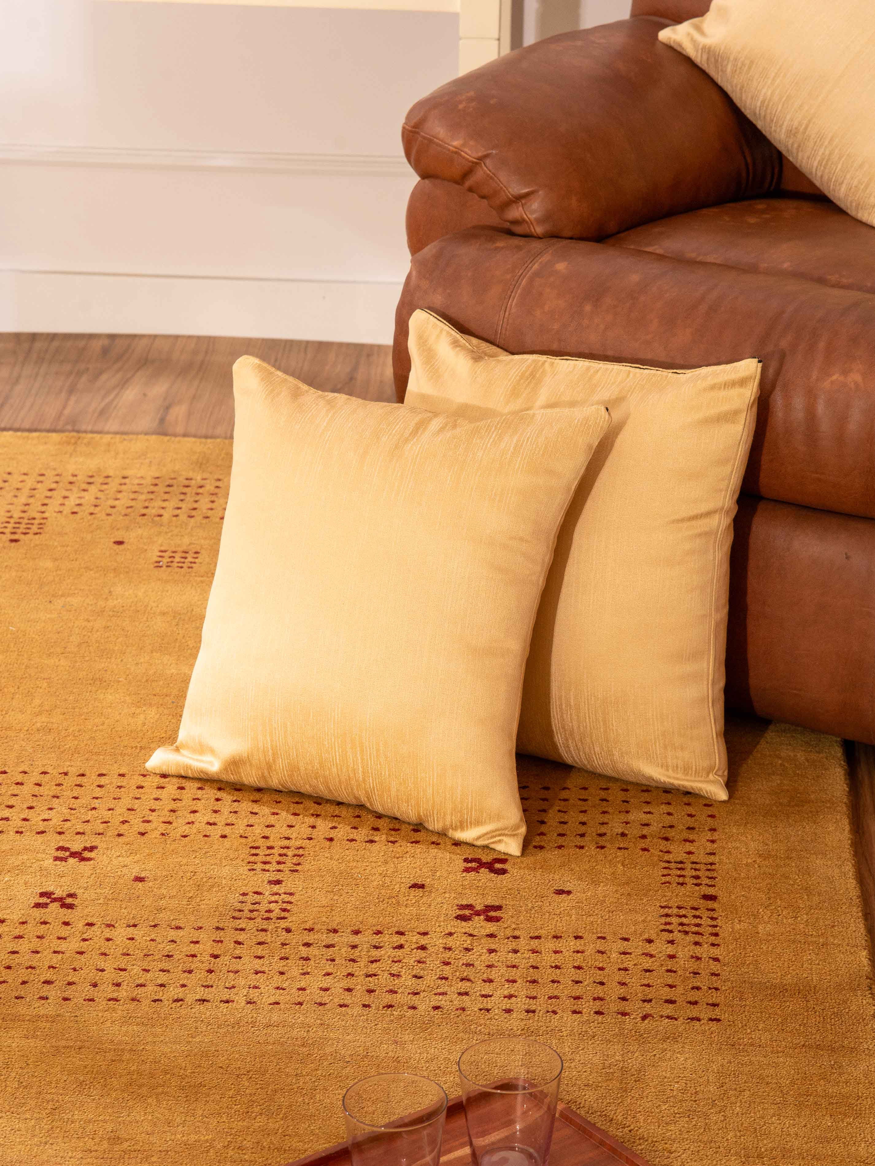 Kika Home Collections Handmade 20" x 20" Modern Light Gold Solid Decorative Pillow Covers, Set of 2