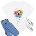 thumbnail image 6 of GEWSEY Womens Cute Make A Wish Dandelion Printed Tee Shirts Summer Cotton Vintage Graphic Tees Tops (White, S), 6 of 8