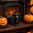 thumbnail image 4 of Halloween Black Cat Decorations with Witch Hat, Resin Black Cat Figurine Ornament for Table Mantel Party Home Office Decoration, 4", 4 of 6