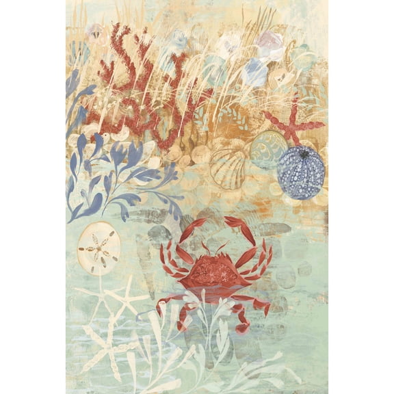 "Floral Frenzy Coastal IV" Painting Print on Wrapped Canvas