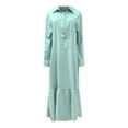 thumbnail image 3 of Women's Long Asymmetrical Shirt Dress With And Buttons Casual Maxi Dress Big Dress Split Loose Maxi Dress Ruffle Dresses for Women Summer Tunic Swing Dresses for Women Athletic Dress Summer Maxi, 3 of 3
