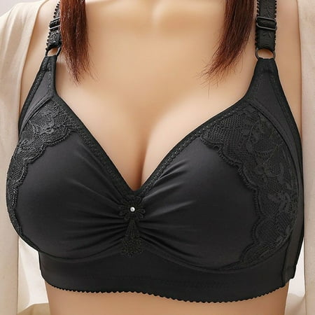 Crunowin Women s Plus Size Adjustable Bra  Push Up Full Coverage Fashion Solid Color Wire Free Comfort Daily Underwear Black XXL
