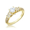 thumbnail image 2 of Tilo Jewelry Solid 925 Gold Plated Over Silver Engagement Ring with 2 Carat Total Round Brilliant Cut Cubic Zirconia Stones | Size 9, 2 of 4