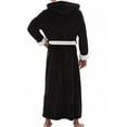 thumbnail image 2 of Haite Mens Dressing Gown Long Sleeve Bath Robes Hooded Wrap Robe Men Nightwear Solid Color Towelling Black White 4XL, 2 of 3