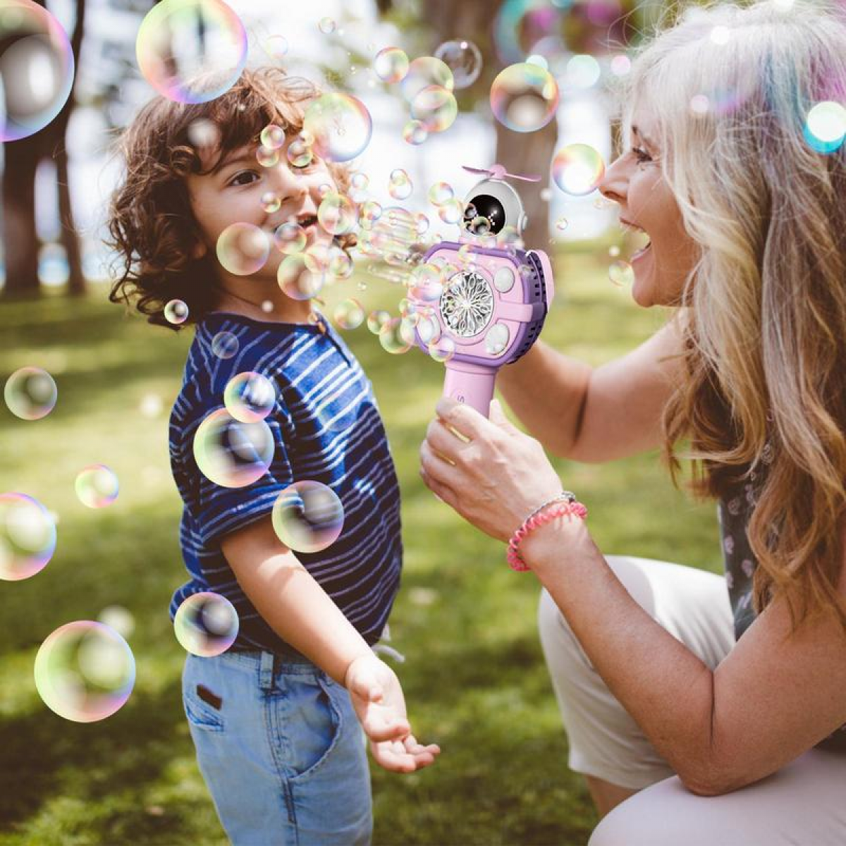 Bubble Wands Automatic Bubbles Machine for Kids, Bubble Maker Blowers for Boys Girls Outdoor Play Toys & Christmas Birthday Parties Gifts(Violet)