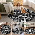 thumbnail image 6 of 5ft Washable Round Rug, Vintage Art Non-Slip Circle Area Rug for Living Room Bedroom, International Buildings Paris Towers Black White Indoor Floor Mat for Home Decor, 6 of 9