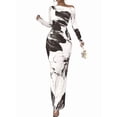 thumbnail image 3 of Women'S Bodycon Maxi Dress Fall Spring Fashion Long Sleeve Floral Print Tight Fitted Party Club Ruched Dresses Black XXL, 3 of 7
