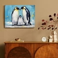 thumbnail image 4 of Fenyluxe Penguins Beach Digital Painting Canvas Wall Art Decor Ready To Hang - Ideal for Home, Living Room, Bedroom, Office - Great Gift Idea 16x12in, 4 of 6