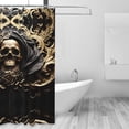thumbnail image 2 of Shower Curtain, Gold Rose Skull Waterproof Fabric Plastic Shower Curtain, Drying Fast Bathroom Curtain with 9 Buttonholes, Ruffle Shower Curtain 60x72in, 2 of 8