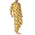 thumbnail image 2 of Naloa Modern Elegant Sunflower Men’s Pajamas Set - Long Sleeve Button Down Sleep Shirt and Pajama Bottoms Sleepwear Set-Medium, 2 of 7