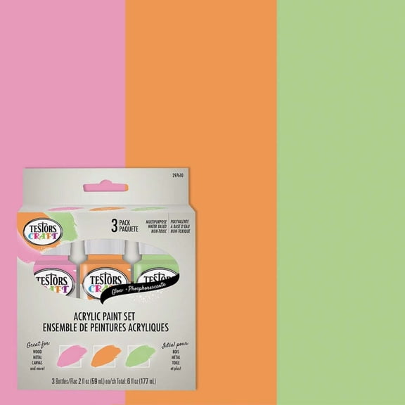 Testors Craft Acrylic Paint Set 3/Pkg-Glow