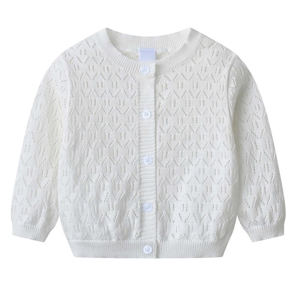 lnmuld Kids Coats Elegant Girls Lace Knit Cardigan Openwork Lightweight Autumn Jacket for Toddlers and Children Solid Color Size:6-12 Months
