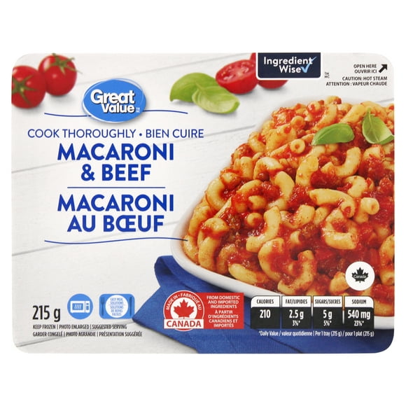 Macaroni au bœuf Great Value 215 g